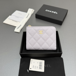 Chanel CC Zip Around Wallet Light Purple quilted Caviar leather Chanel CC Zip Around Wallet Light Purple quilted Caviar leather